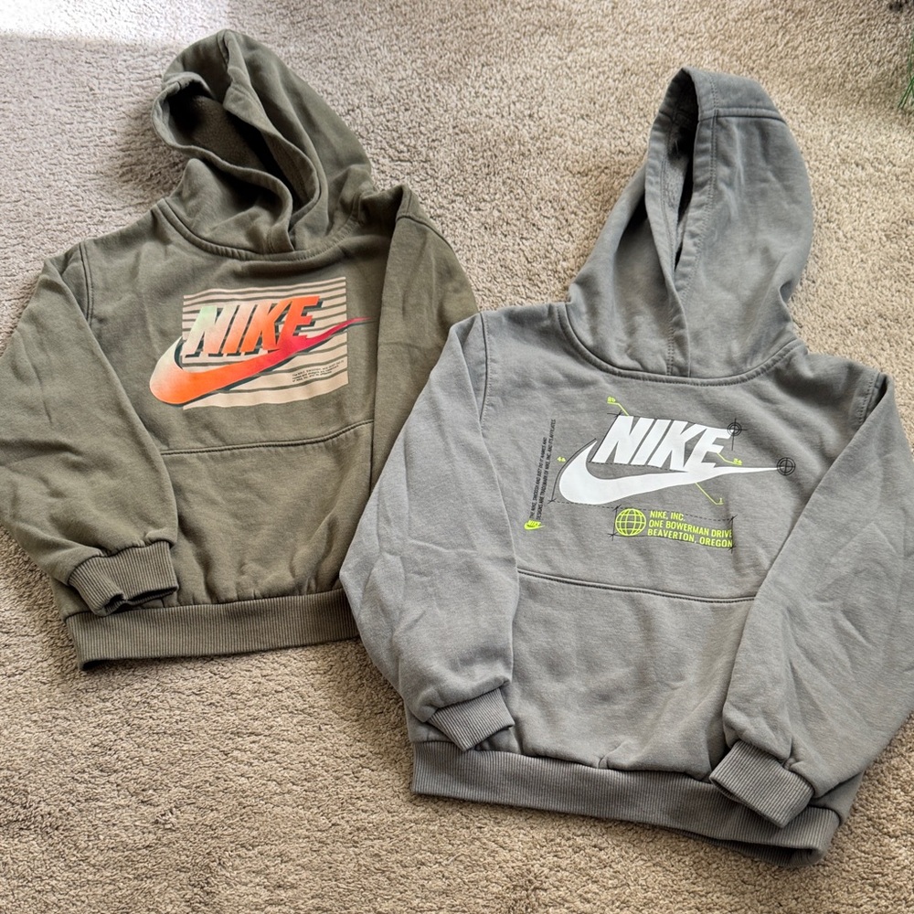 Nike Kids' Olive and Gray Hoodies - Set of 2